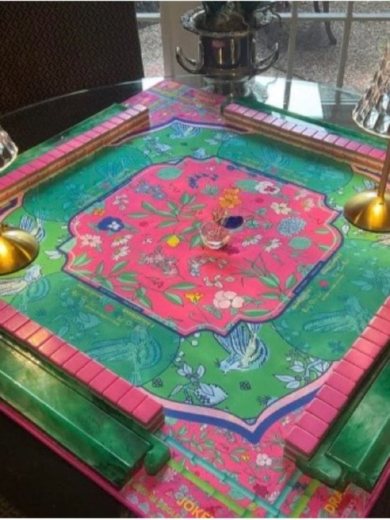 Oh My Mahjong Other - Oh My Mahjong Enchanted 33” Vibrant Floral Mat in Pink & Green